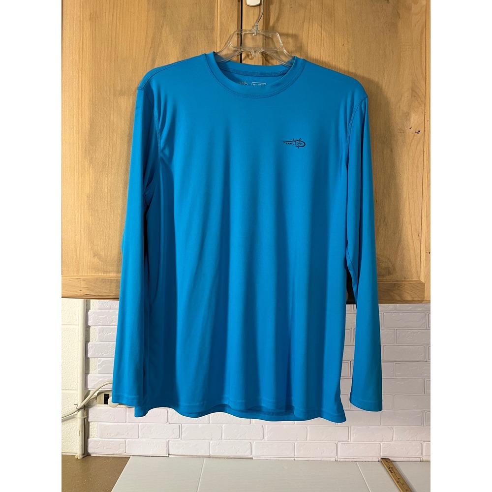 Reel Life Performance Shirt Mens XL Blue Long Sleeve Raised on the Water Graphic